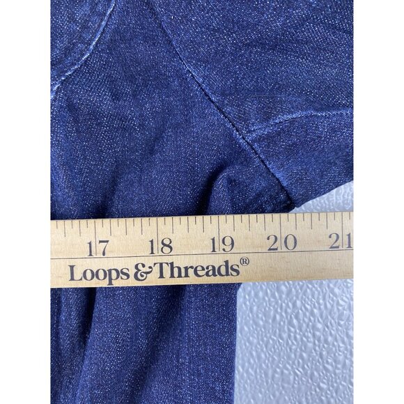 VTG St John Sport Classic Chic Preppy Denim Jacket Frayed Trim & Gold Details L - Picture 5 of 16